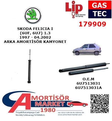 SKODA FELICIA I Pickup (6UF, 6U7) 1.3 ARKA AMORTİSÖR LİP 179909