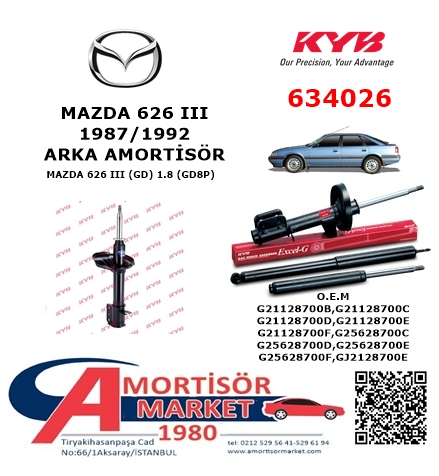 MAZDA 626 III 1987/1992 ARKA AMORTİSÖR KYB 634026
