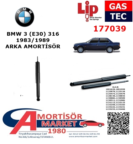 BMW 3 (E30) 316 1983/1988 ARKA AMORTİSÖR LİP177039