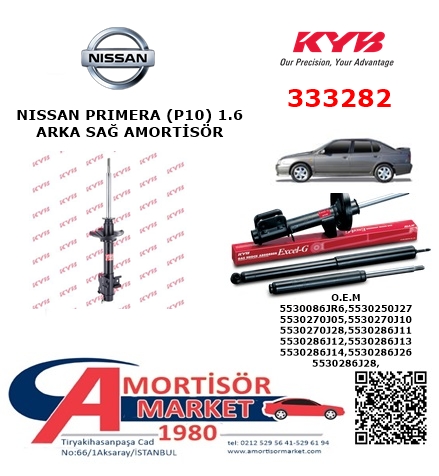NISSAN PRIMERA (P10) 1.6 ARKA SAĞ AMORTİSÖR KYB 333282