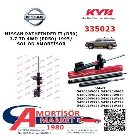 NISSAN PATHFINDER II (R50) 2.7 TD 4WD (PR50) ÖN SOL AMORTİSÖR KYB 335023